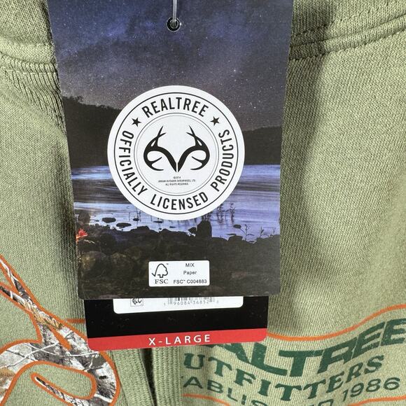 Realtree Outfitters NEW Mens XL Pullover Sweatshirt Hoodie Green Fleece Antlers - Picture 7 of 12